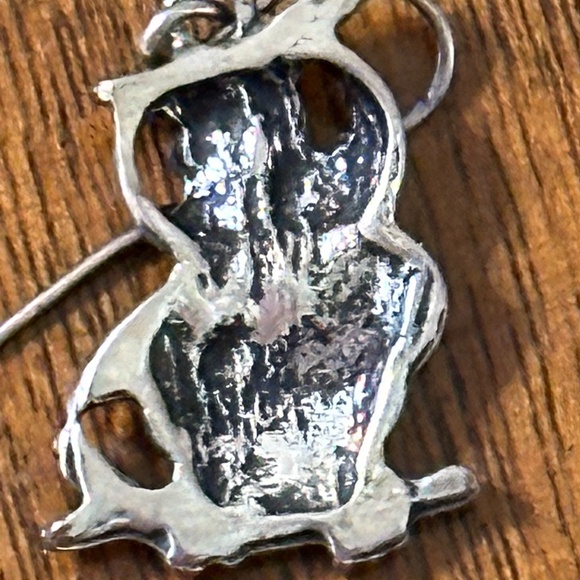 Silver Dangle Owl Earrings - Picture 6 of 7